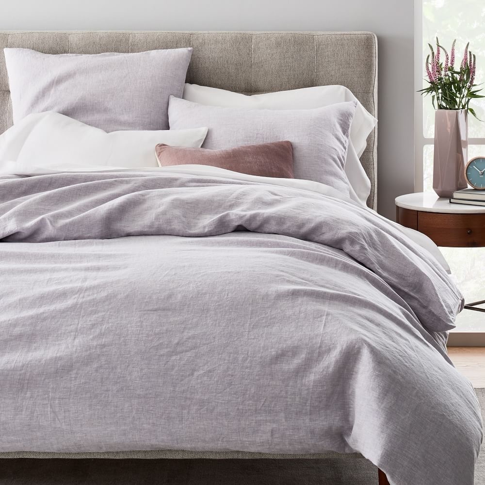 European Flax Linen Melange Duvet Cover-Pale Lilac